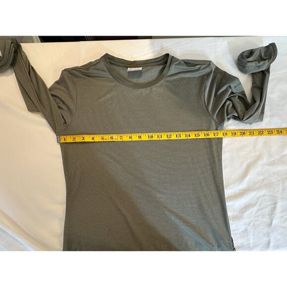 Cozy Columbia Olive Stripe Long Sleeve Top M • Outdoorsy Layering Must-Have - Picture 7 of 7
